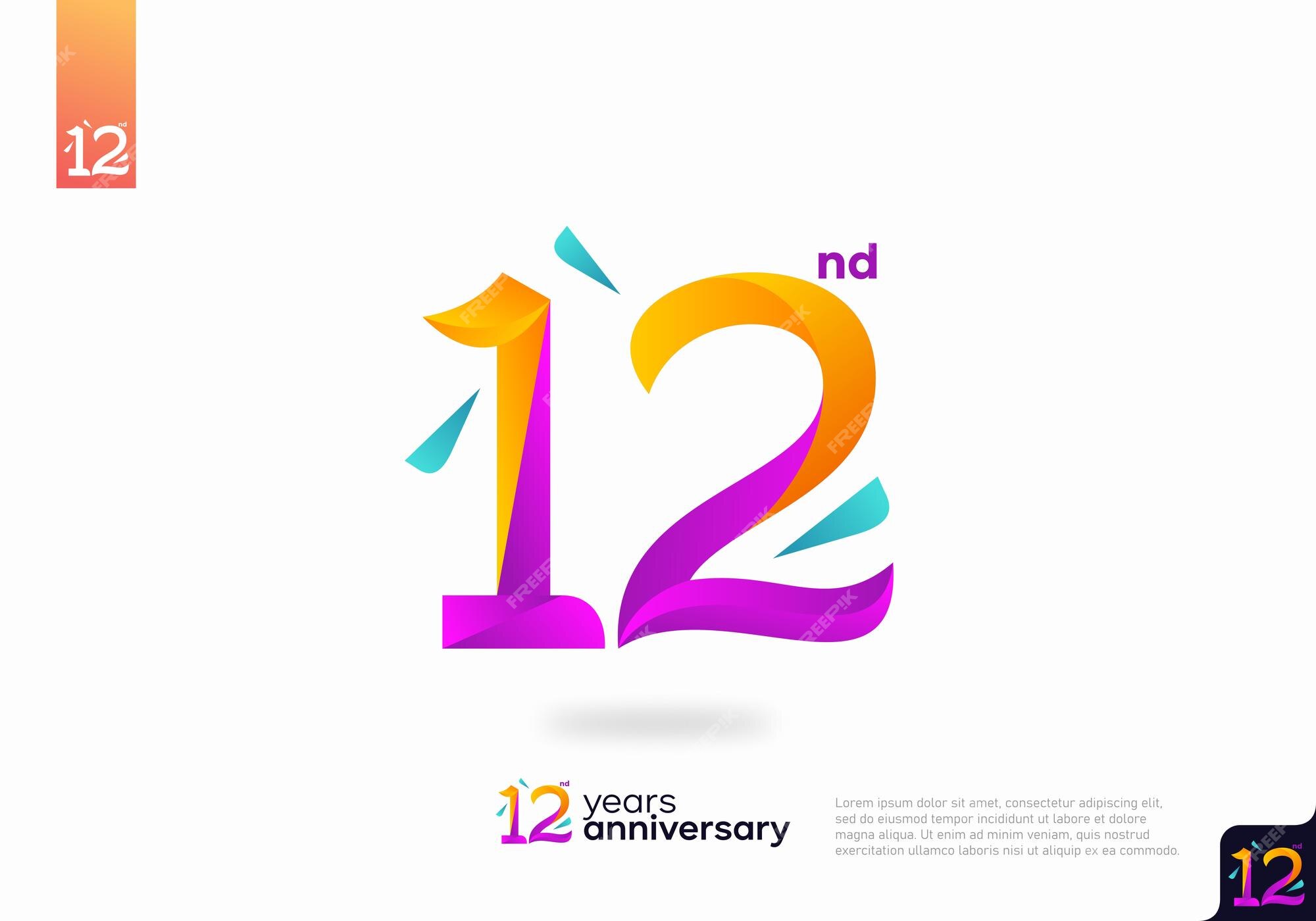 Premium Vector  Number 12 logo icon design, 12nd birthday logo number, 12nd  anniversary.