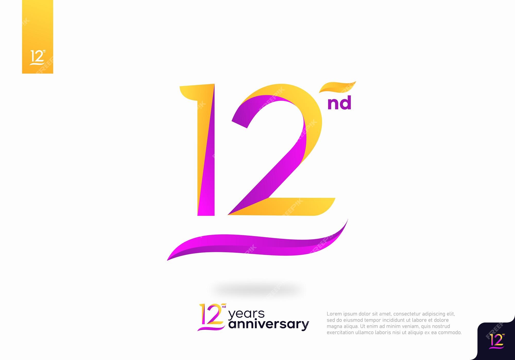 Premium Vector  Number 12 logo icon design, 12nd birthday logo number, 12nd  anniversary.