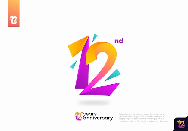 Number 12 logo icon design, 12nd birthday logo number, anniversary 12