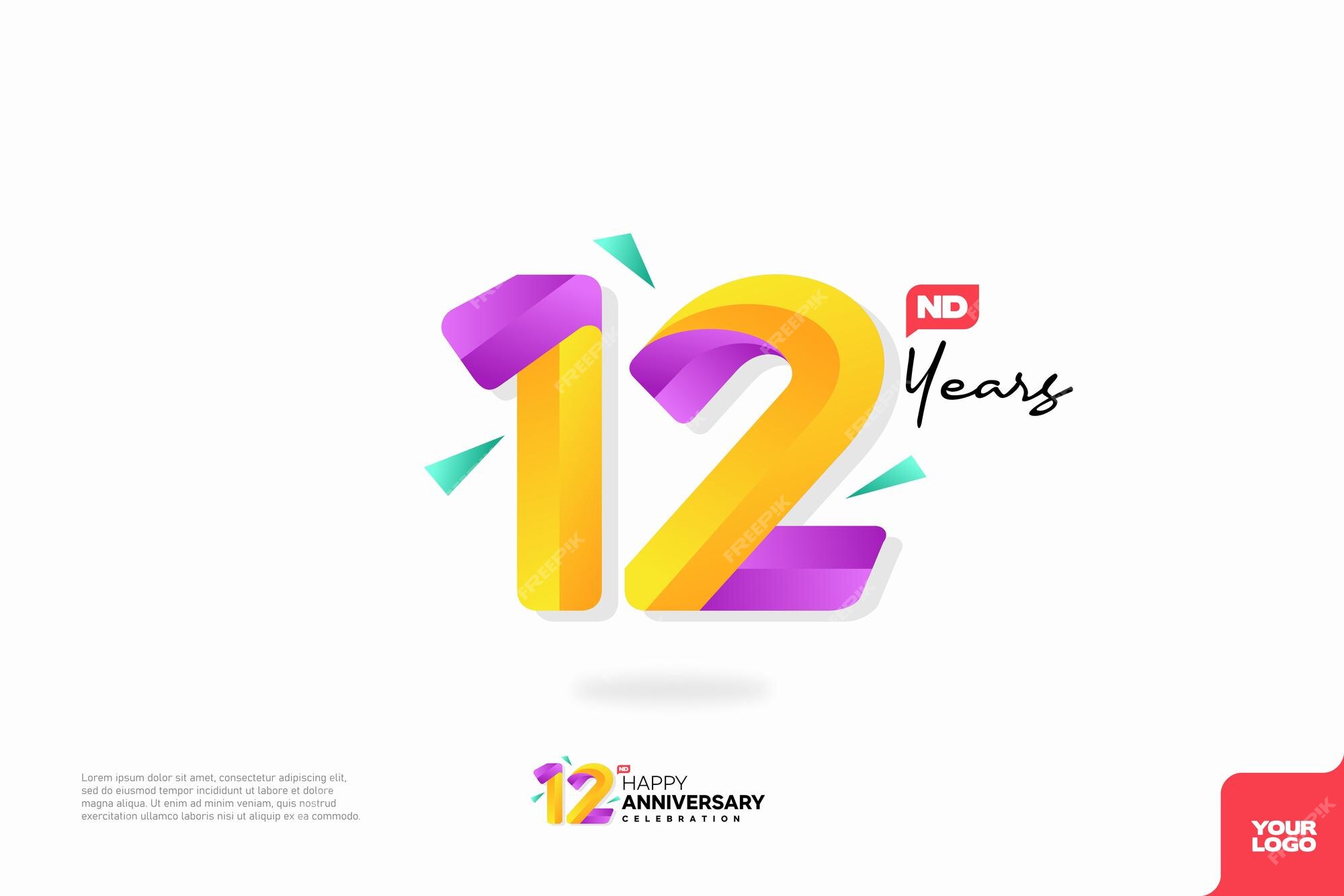 Premium Vector  Number 12 logo icon design, 12nd birthday logo number,  anniversary 12