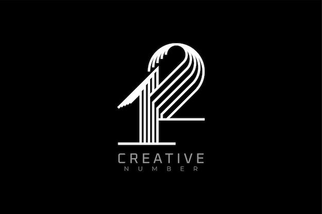 Вектор Номер 12 логотип современный и креативный многострочный стиль номер 12, который можно использовать для юбилейных логотипов и логотипов брендов