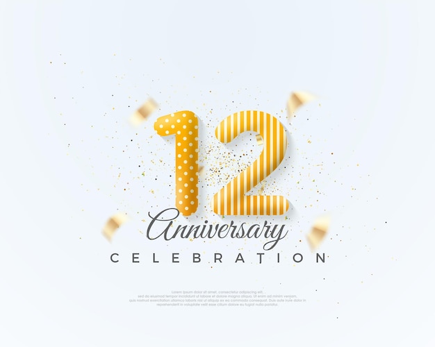 Number 12th for anniversary celebration with unique and clean balloons numbers Premium vector for