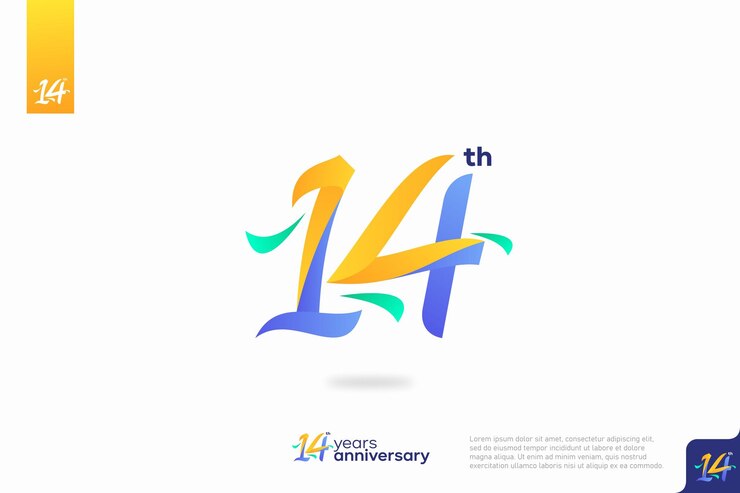 Vector number 14 logo icon design 14th birthday logo number anniversary 14