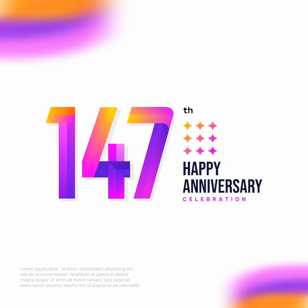 번호 147 로고 아이콘 디자인, 147년 생일 로고 번호, 기념일 147