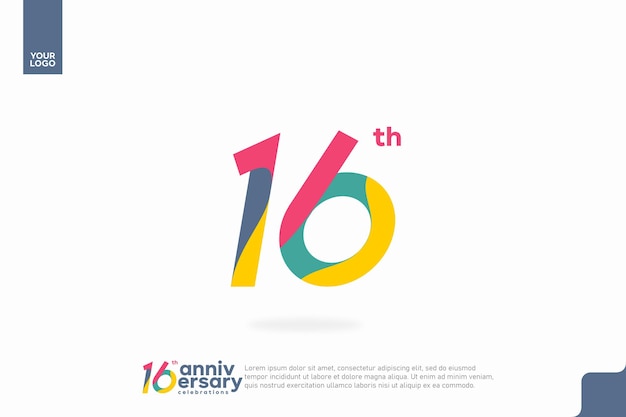 숫자 16 로고 아이콘 디자인 16번째 생일 로고 번호 기념일 16