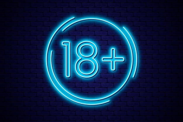 Number 18+ in neon style