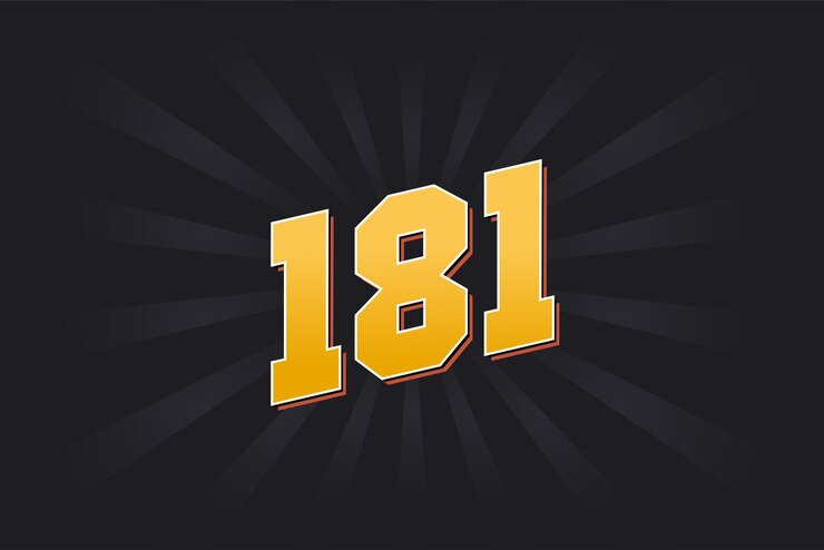 Vector number 181 vector font alphabet yellow 181 number with black background