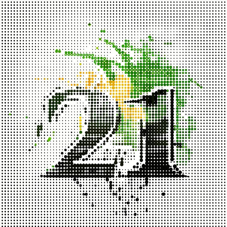 Vector a number 2 is on a white background with a green bottle of wine