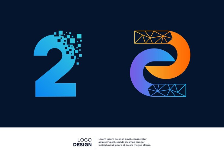 Vector number 2 logo design collection abstract symbol for digital technology