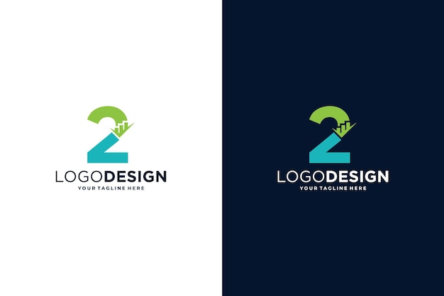 Vector number 2 logo design for marketing finance investment and business