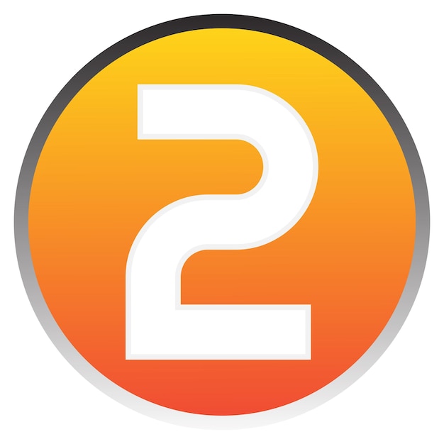 Number 2 sign design template element vector orange gradient icon on white paper at white