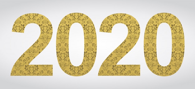 Number 2020 year patterned with floral shapes