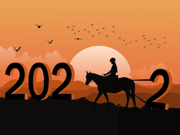 The number 2022 on it has mountains and sunset in the background