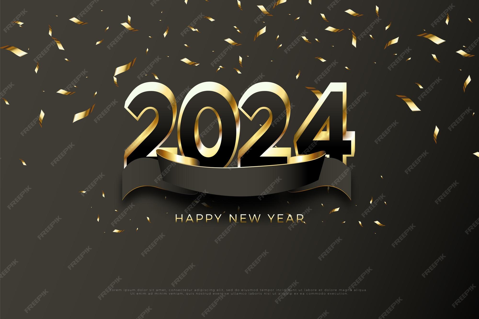 Premium Vector The number 2024 wrapped in a festive celebratory