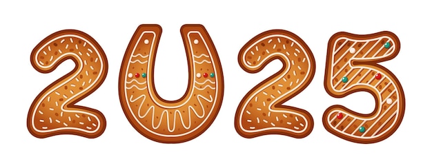 number 2025 featuring horseshoe of gingerbread cookies