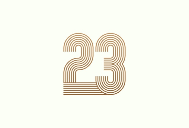 Numero 23 logo monogramma numero 23 logo stile multi-linea utilizzabile per loghi aziendali e anniversari