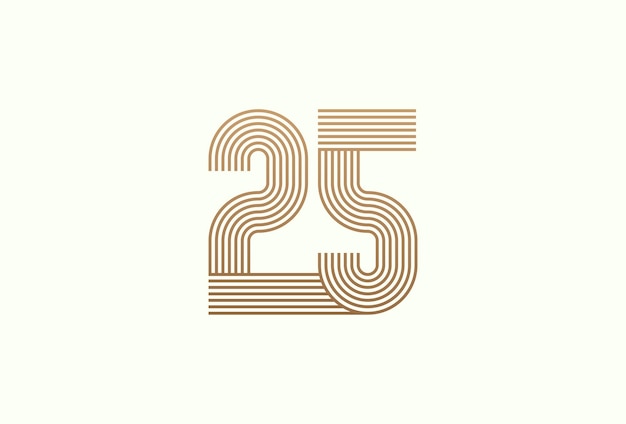 숫자 25 로고 모노그램 (Logo Number 25 Multi-Line Style) 은 비즈니스 로고와 기념일에 사용할 수 있는 다중 라인 스타일이다.