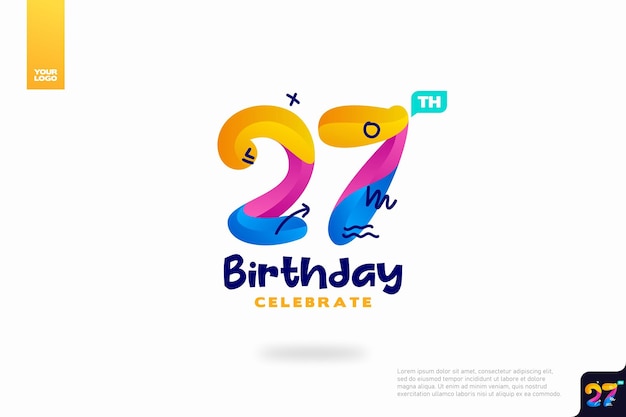 벡터 숫자 27 로고 아이콘 디자인 27번째 생일 로고 번호 기념일 27