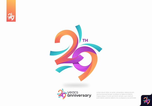 Design dell'icona del logo numero 29, numero del logo del 29° compleanno, anniversario 29