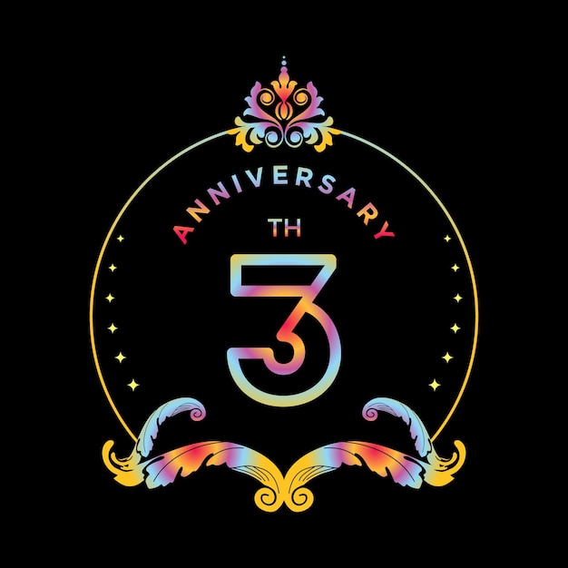 Number 3 Celebrate Anniversary Birthday Company With Frame Border Background Template