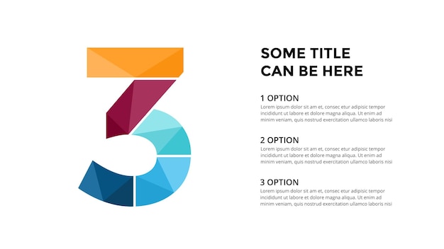 Number 3 Infographic template Slide presentation Lettering design Creative font