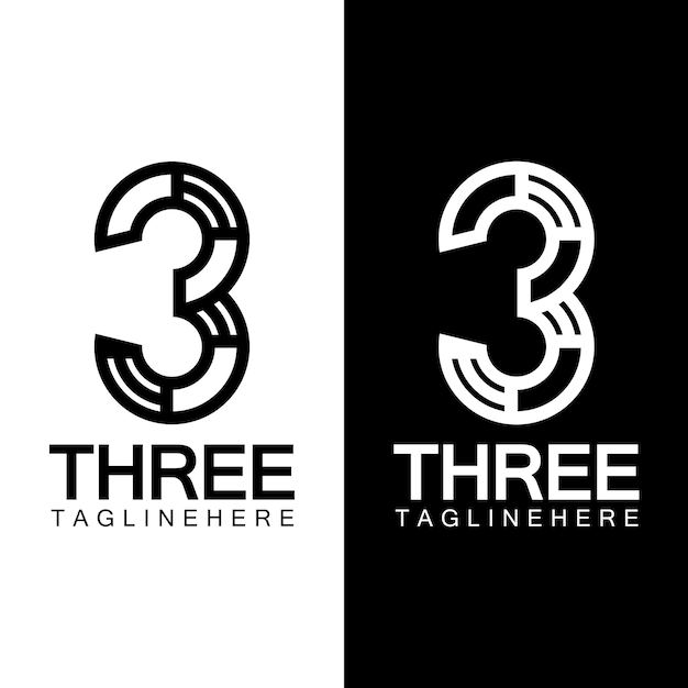 number 3 logo vector icon design template elements