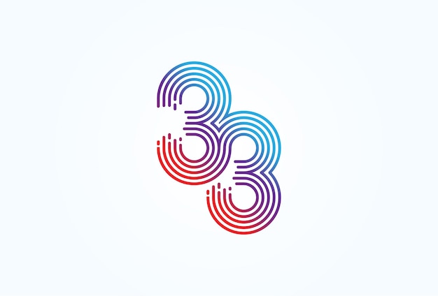 Number 33 monogram line style usable for anniversary business and tech logos