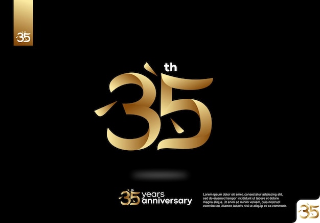 Disegno dell'icona del logo in oro numero 35, numero del logo del 35° compleanno, 35° anniversario.
