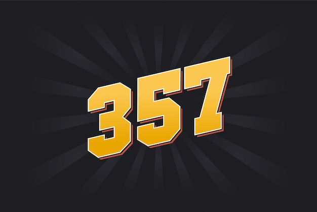 Number 357 vector font alphabet Yellow 357 number with black background