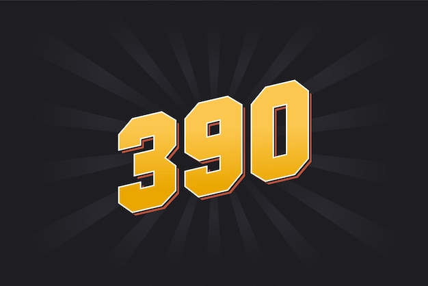 Vector number 390 vector font alphabet yellow 390 number with black background