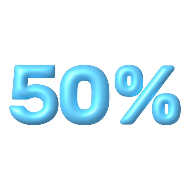 Number 3d icon blue glossy 50 percent discount vector sign 3d vector realistic design element