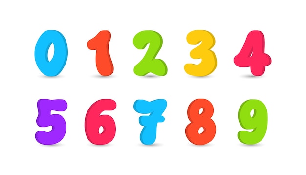 Number 3d Numbers of one to zero Font design for Number Vector illustration