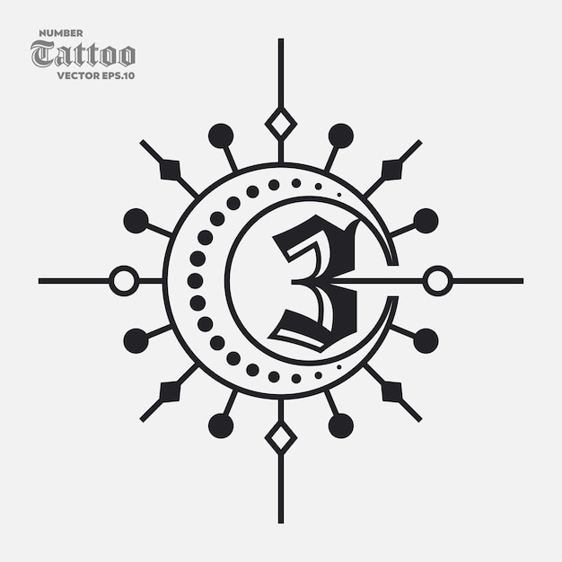 Premium Vector | Number 3tattoo logo Premium Vector | Number 3tattoo logo
