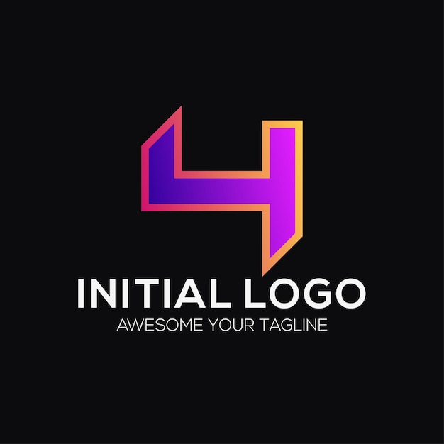 Номер 4 цветной шаблон дизайна логотипа современный