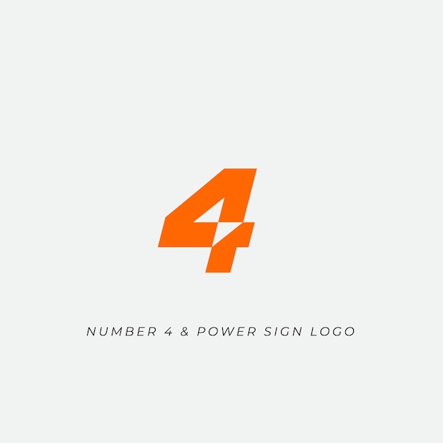 Номер 4 четыре и электрический разряд молния знак логотип значок шаблон