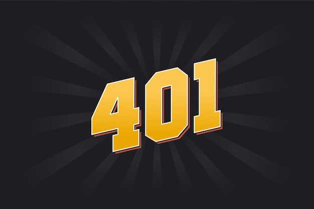 Number 401 vector font alphabet Yellow 401 number with black background