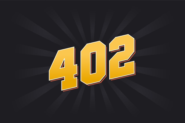 Number 402 vector font alphabet Yellow 402 number with black background