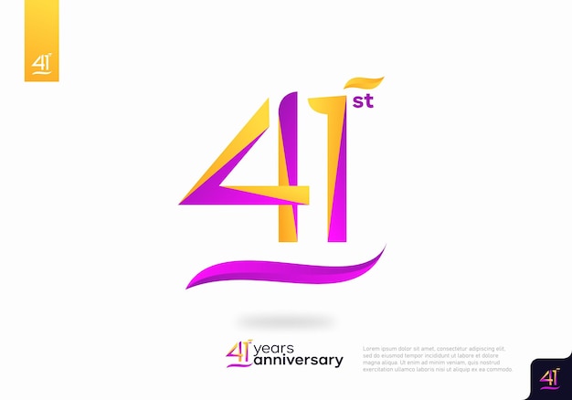 번호 41 로고 아이콘 디자인, 41번째 생일 로고 번호, 기념일 41