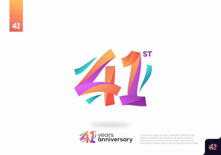 Вектор дизайн логотипа номер 41, номер логотипа 41-го дня рождения, юбилей 41