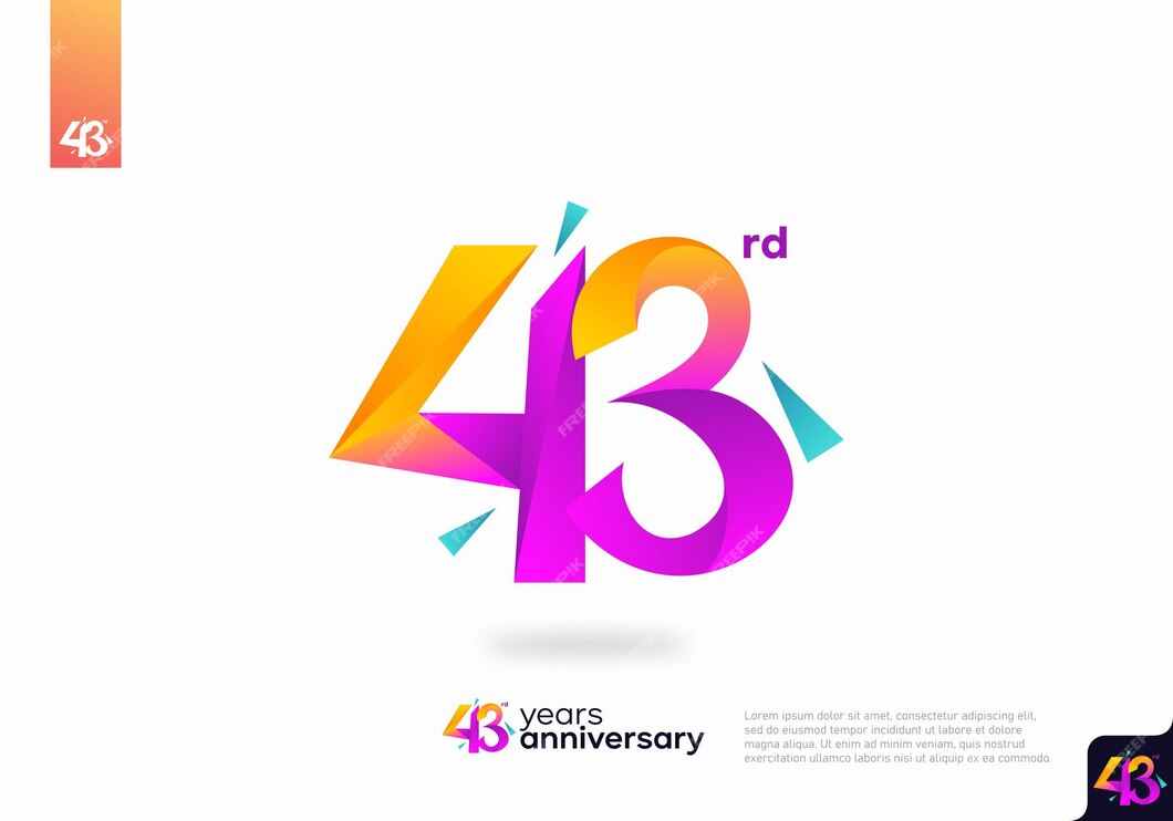 Premium Vector | Number 43 logo icon design, 43rd birthday logo number ...