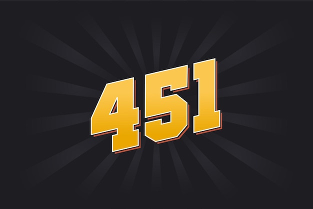 Number 451 vector font alphabet Yellow 451 number with black background