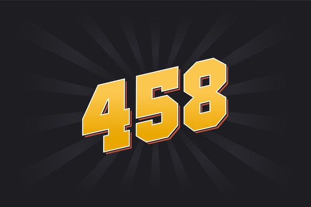 Number 458 vector font alphabet Yellow 458 number with black background