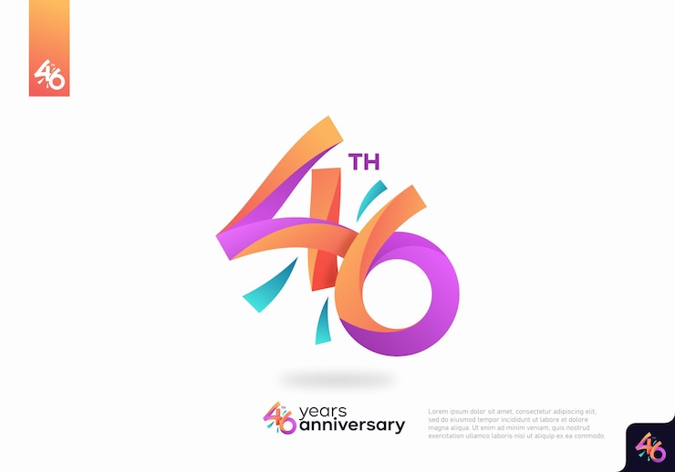 Вектор дизайн логотипа номер 46, номер логотипа 46-го дня рождения, юбилей 46