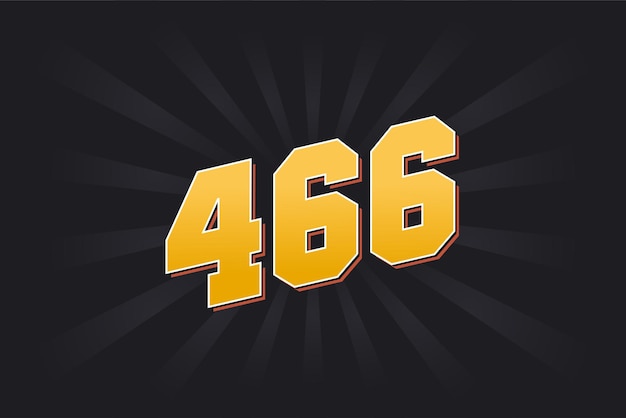 Номер 466 векторный шрифт алфавит Желтый 466 номер с черным фоном