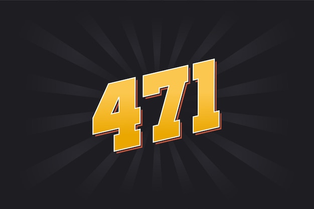 Number 471 vector font alphabet Yellow 471 number with black background