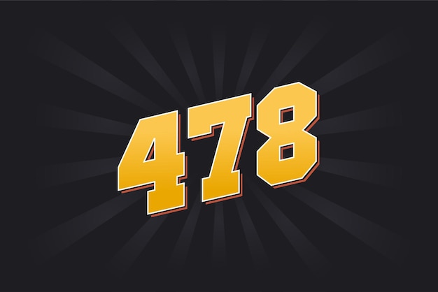 Number 478 vector font alphabet Yellow 478 number with black background