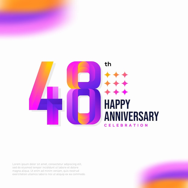 벡터 번호 48 로고 아이콘 디자인, 48세 생일 로고 번호, 기념일 48