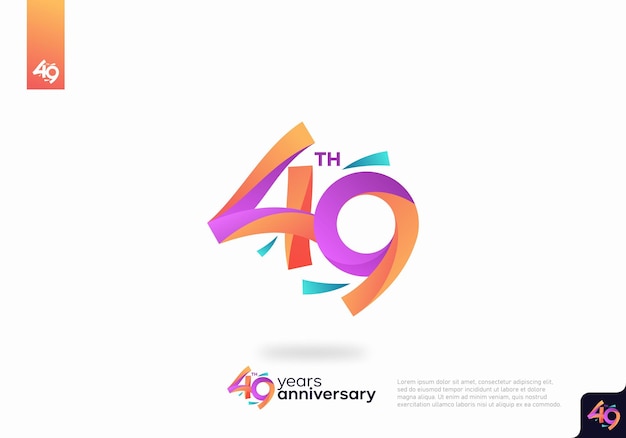 49 番ロゴ アイコン デザイン、49 歳の誕生日のロゴ番号、記念日 49