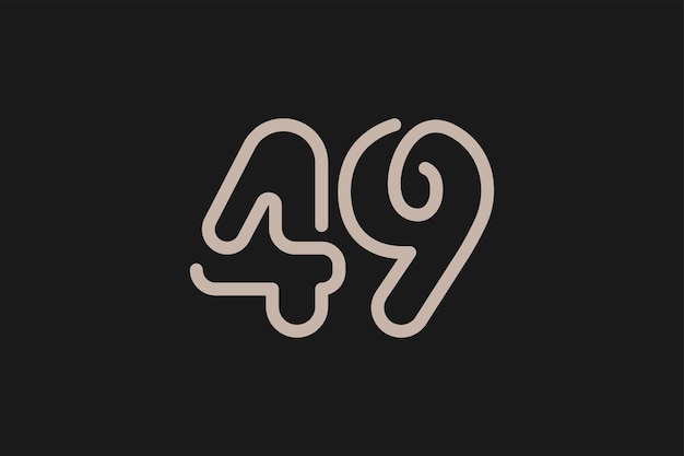 Monogramma logo numero 49 stile linea logo numero 49 utilizzabile per loghi anniversario e aziendali