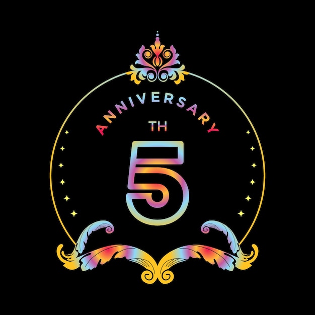 번호 5 프레임 테두리 배경 템플릿으로 기념일 생일 회사를 축하합니다
